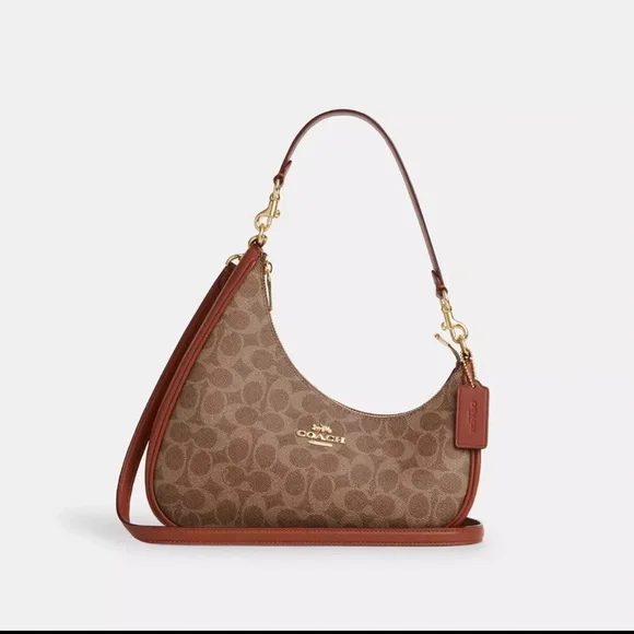 NWT coach!! Twisted Teri Shoulder Bag In Signature Canvas - Picture 1 of 8